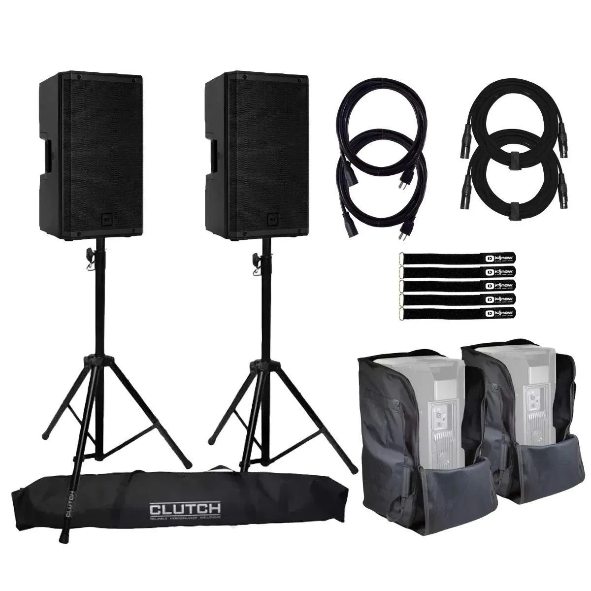 RCF ART 912-AX 12" Powered Bluetooth Speakers 2-Pack with Stands & Bag