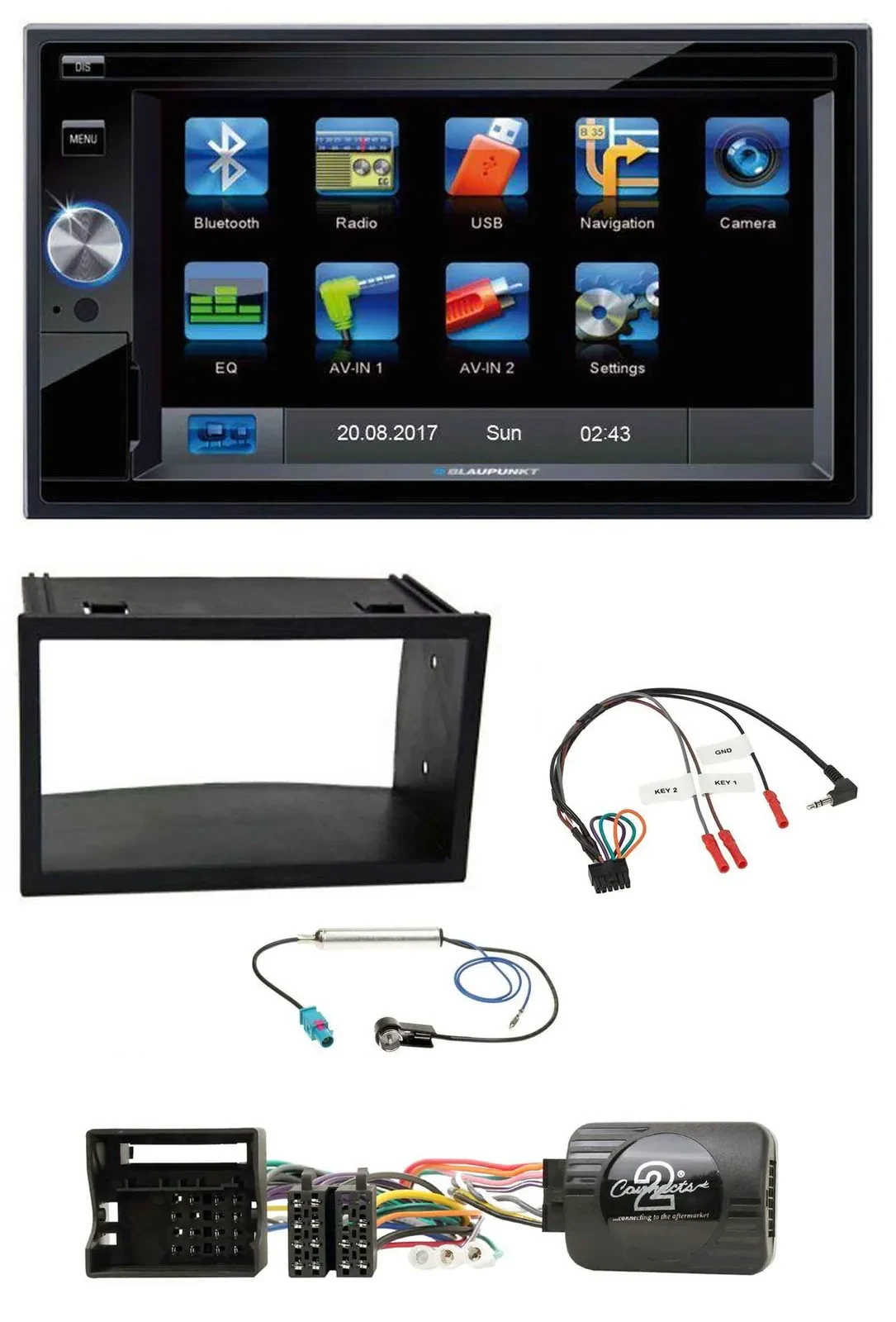 Автомагнитола Blaupunkt 2 DIN Bluetooth USB SD Navigation TMC для VW Polo/Passat с управлением с руля