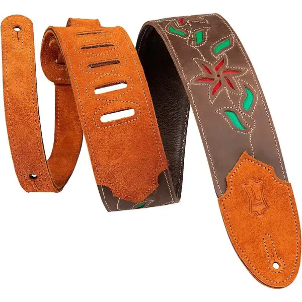 Ремень для гитары Levy's 2.5" Flowering Vine Leather Guitar Strap Brown/Red