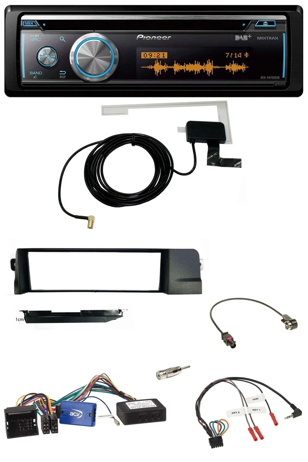 Pioneer Bluetooth DAB Lenkrad USB CD Autoradio für BMW 3er 01-07 E46 schwarz HQ