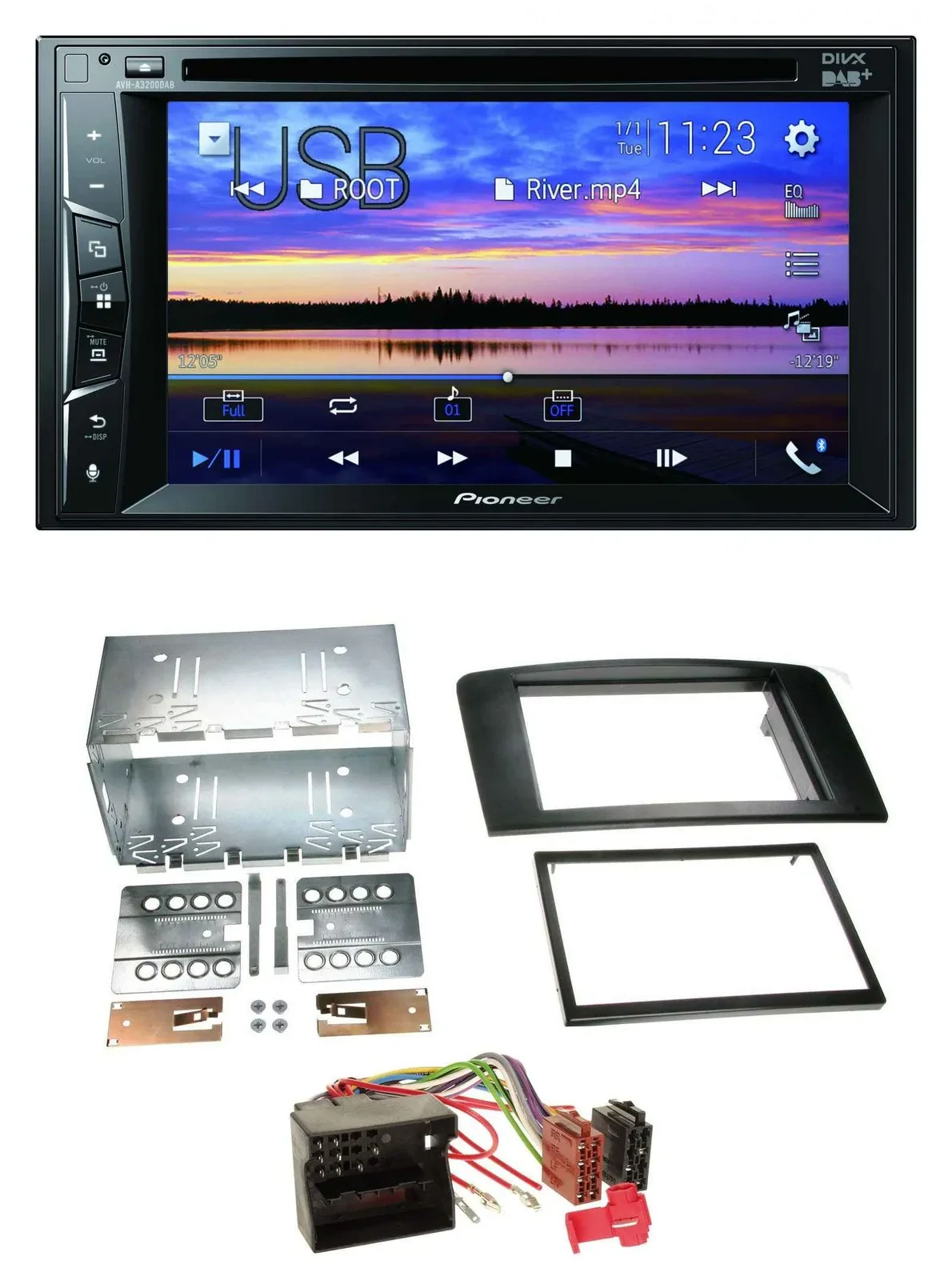 Pioneer Bluetooth 2DIN USB DVD DAB MP3 Autoradio für Mercedes M-Klasse 05-11 W16