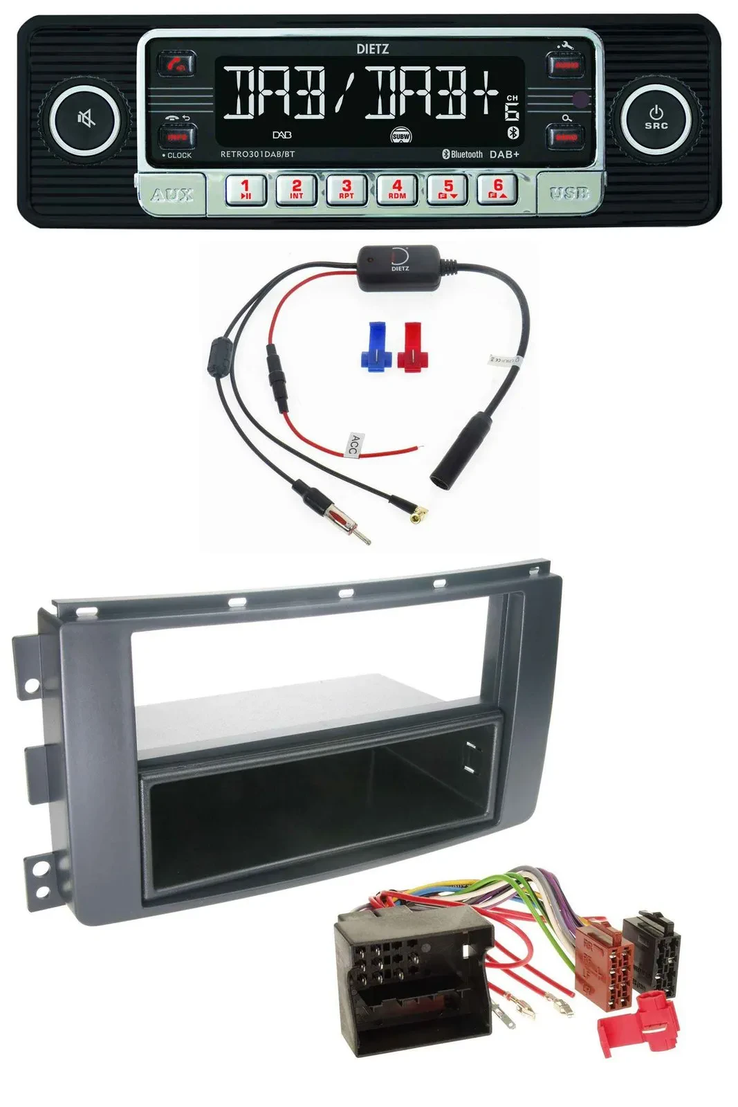 Dietz MP3 DAB Bluetooth USB Autoradio für Smart ForTwo 451 ForFour 454 Quadlock