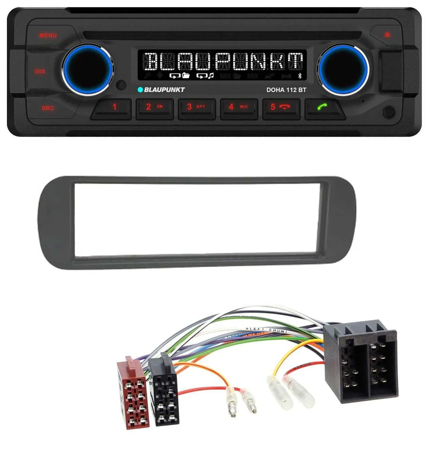 Автомагнитола Blaupunkt CD/MP3, Bluetooth, USB, AUX для Lancia Y (1996–2004) черная