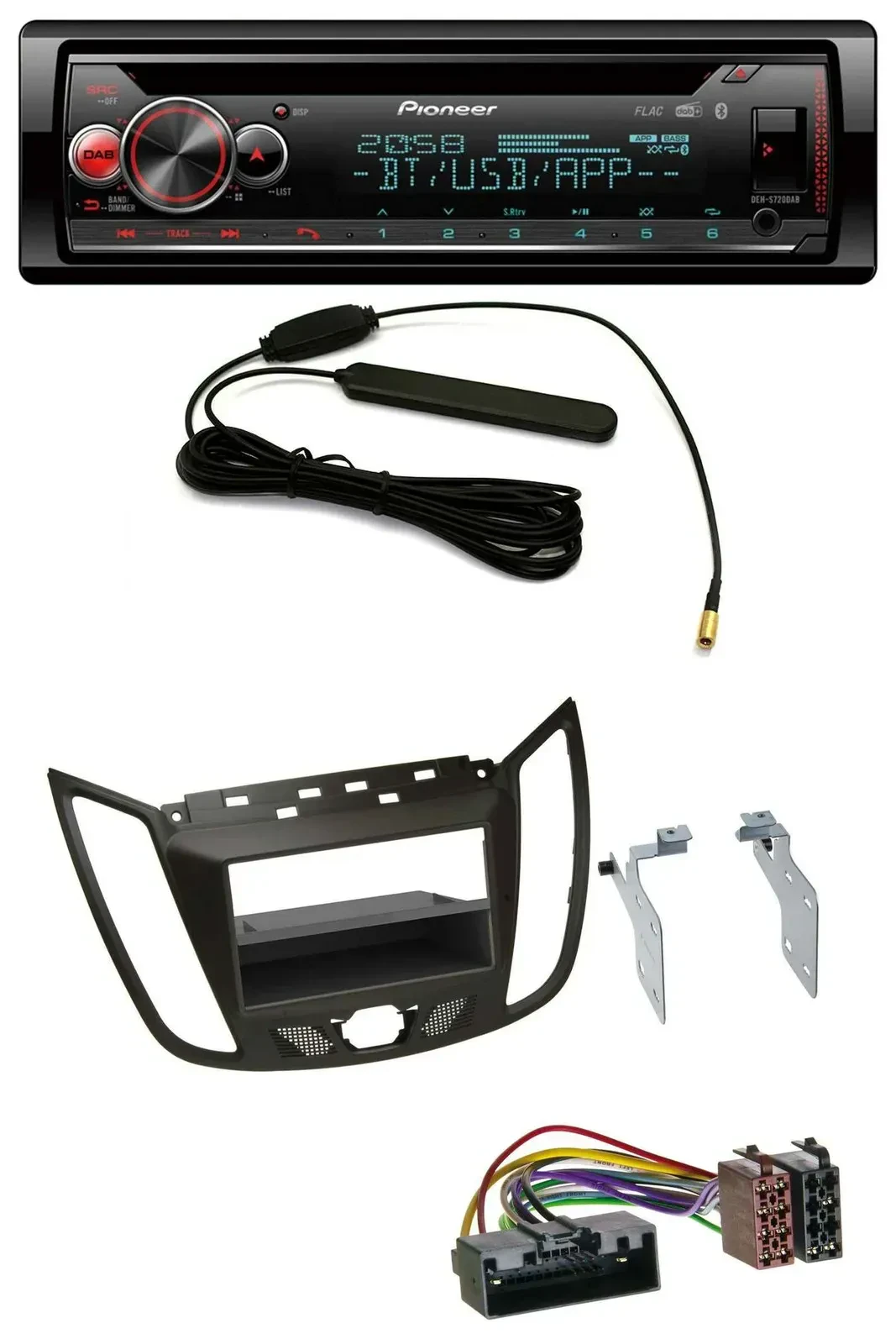 Автомагнитола для Ford C-Max/Kuga Pioneer USB, DAB, MP3, Bluetooth, CD, темно-коричневый