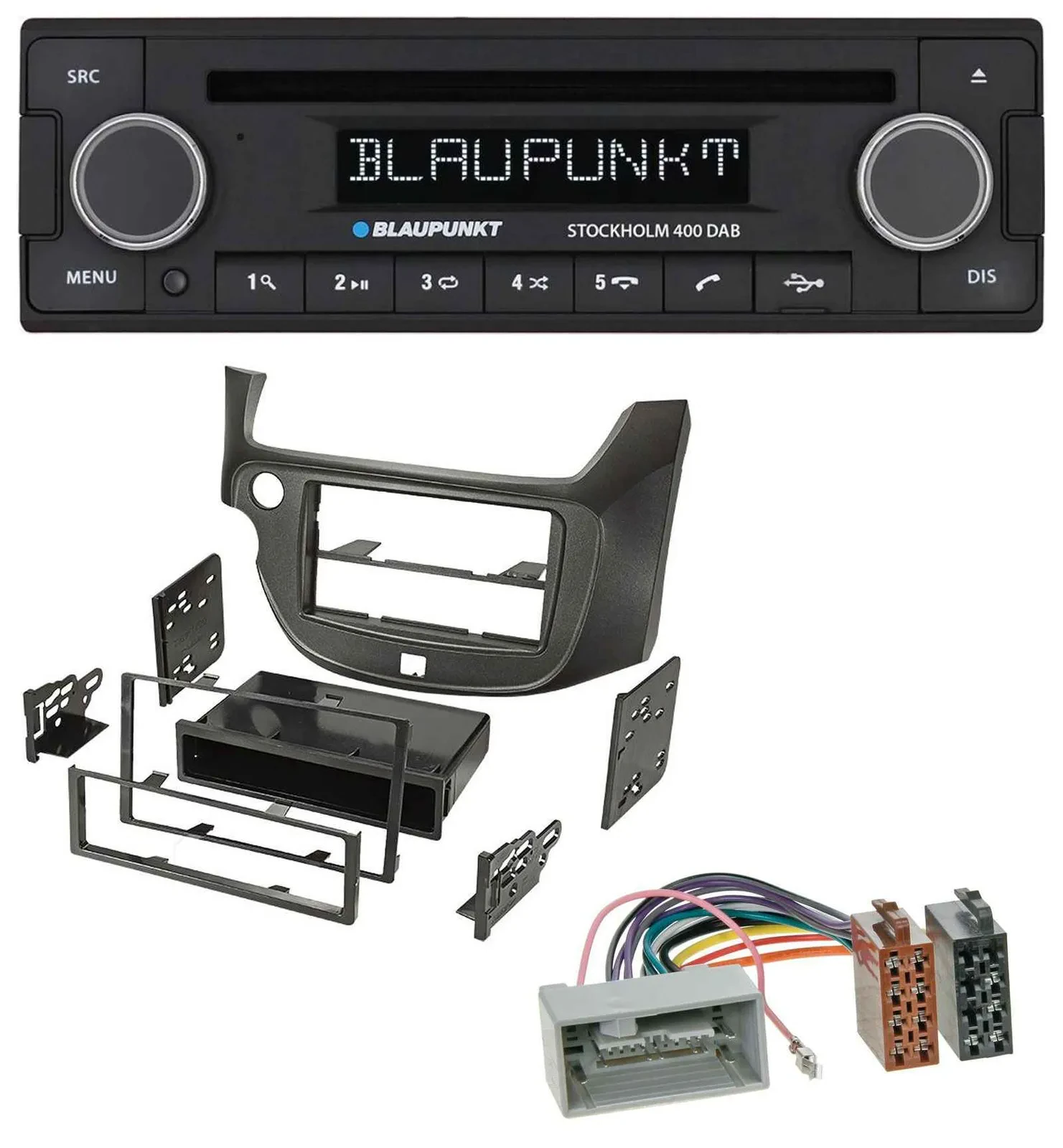Blaupunkt MP3 Bluetooth DAB CD USB Autoradio für Honda Jazz (ab 2009) dunkelgrau