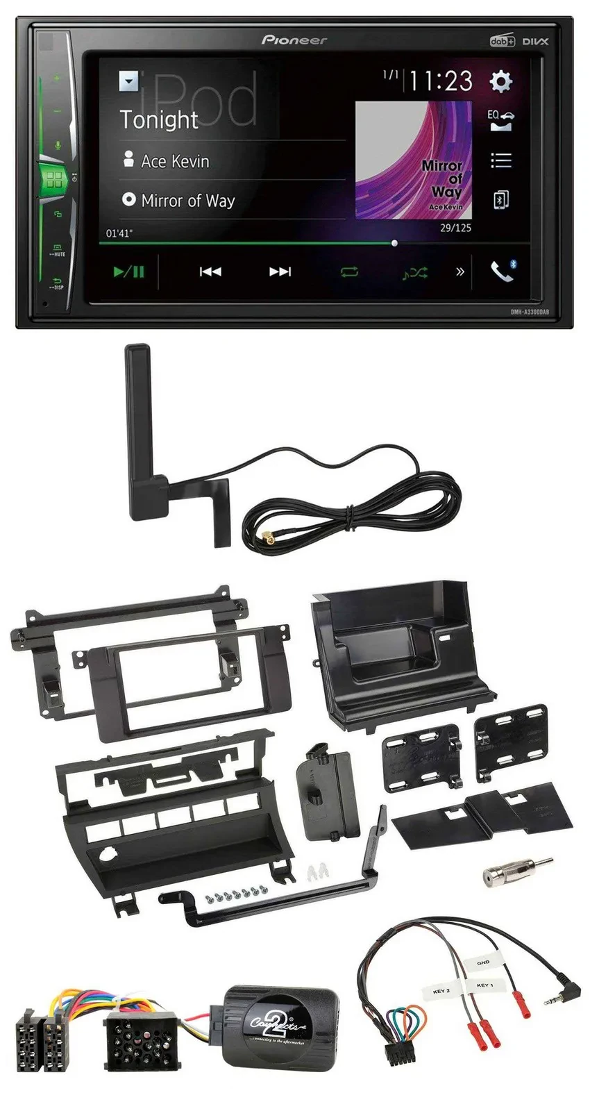 Pioneer MP3 DAB Lenkrad 2DIN Bluetooth Autoradio für BMW 3er 1999-2006 5 Schalte