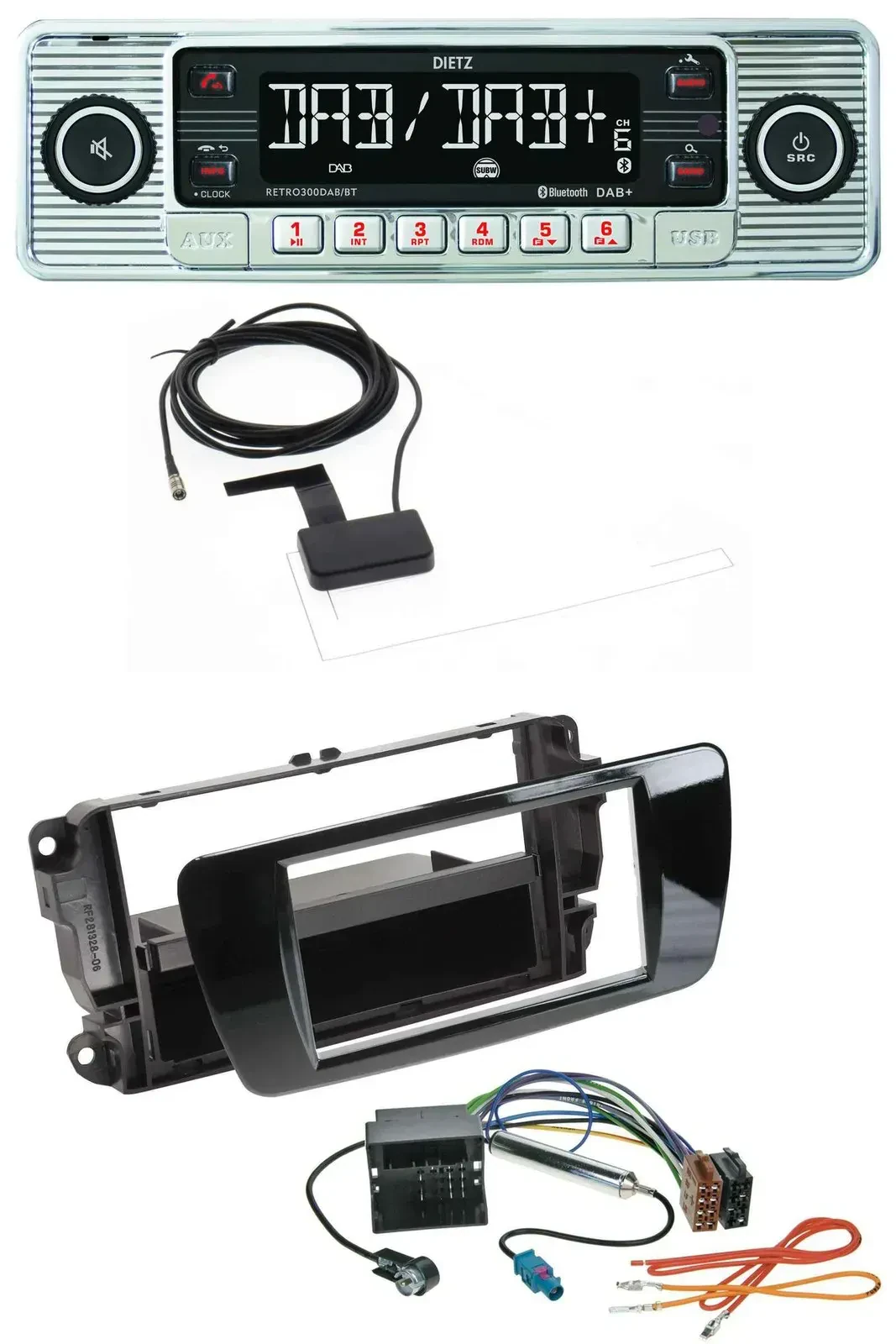 Dietz Bluetooth USB MP3 DAB Autoradio für Seat Ibiza ab 08 Klavierlack schwarz