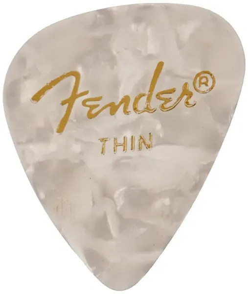 Fender 351 Premium Celluloid Guitar Picks - WHITE MOTO, THIN 144-Pack (1 Gross)