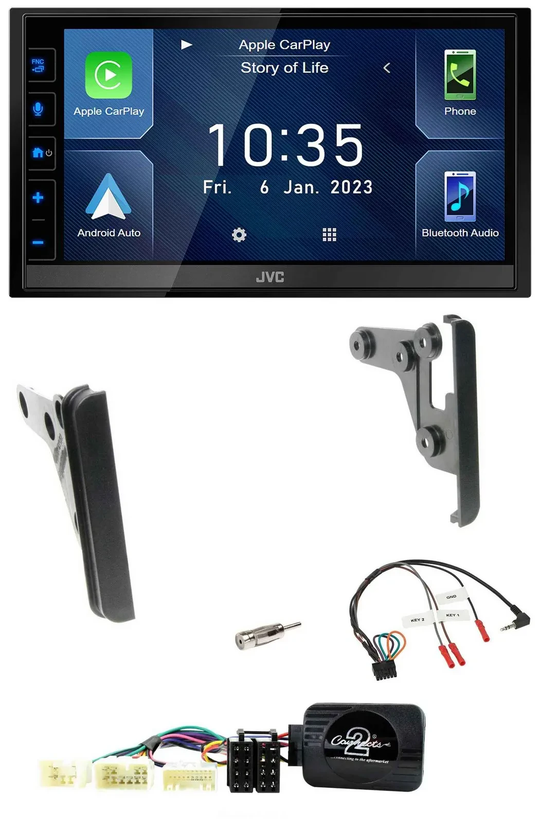 JVC DAB Bluetooth Lenkrad USB 2DIN Autoradio für Toyota Yaris 2007-2010