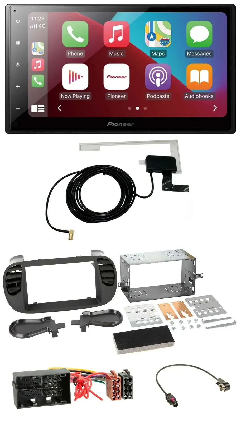 Автомагнитола Pioneer 2DIN USB Bluetooth DAB MP3 для Fiat 500 (с 2012), soft touch