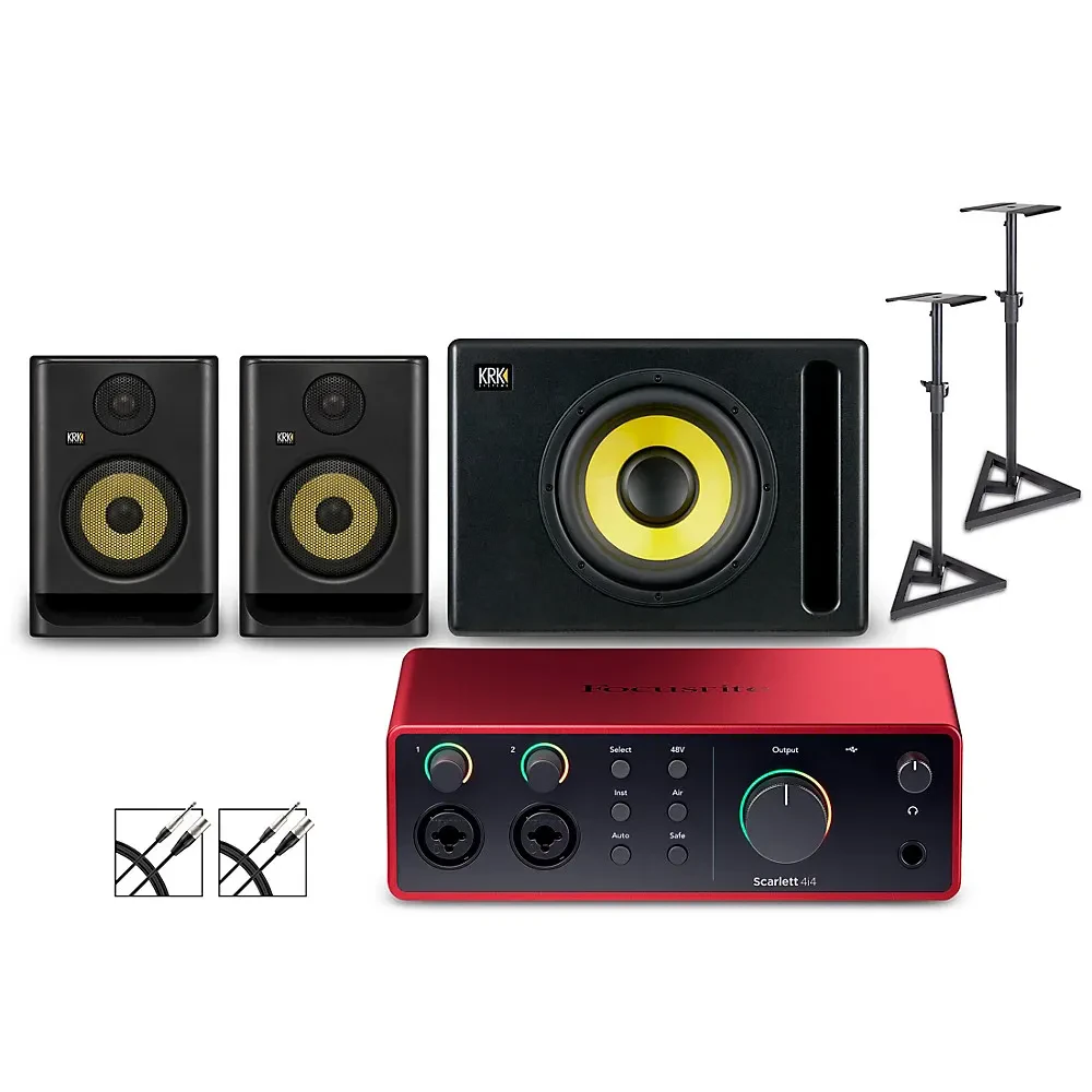 Focusrite 4i4 Gen4 with KRK ROKIT G5 Monitors/Subwoofer/Stands/Cables ROKIT 5