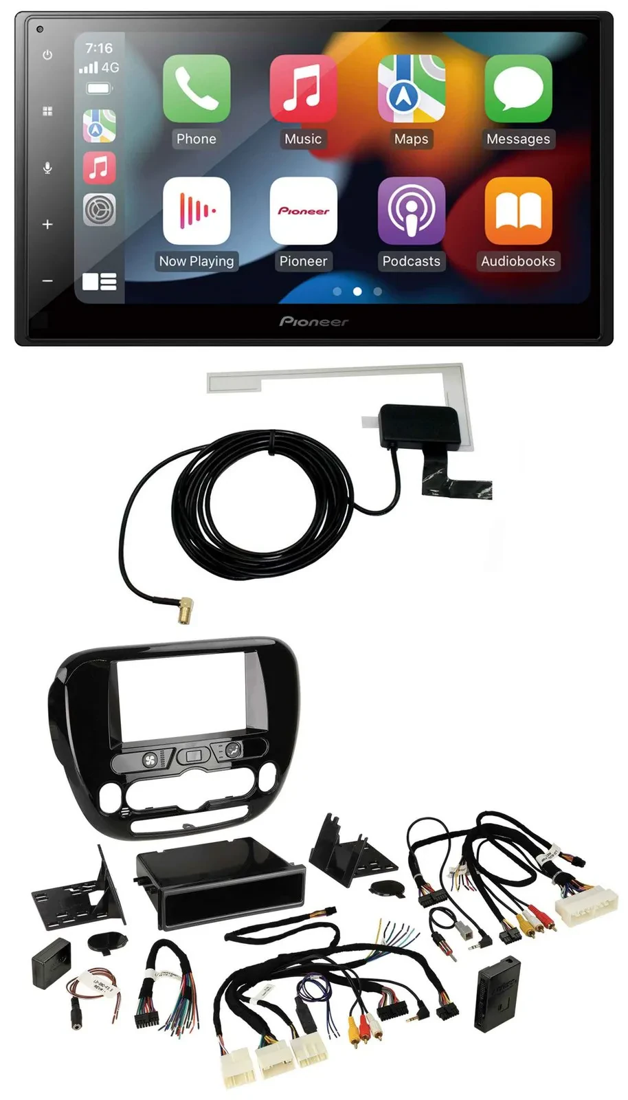 Pioneer Lenkrad USB Bluetooth DAB 2DIN Autoradio für Kia Soul ab 2014 Klima