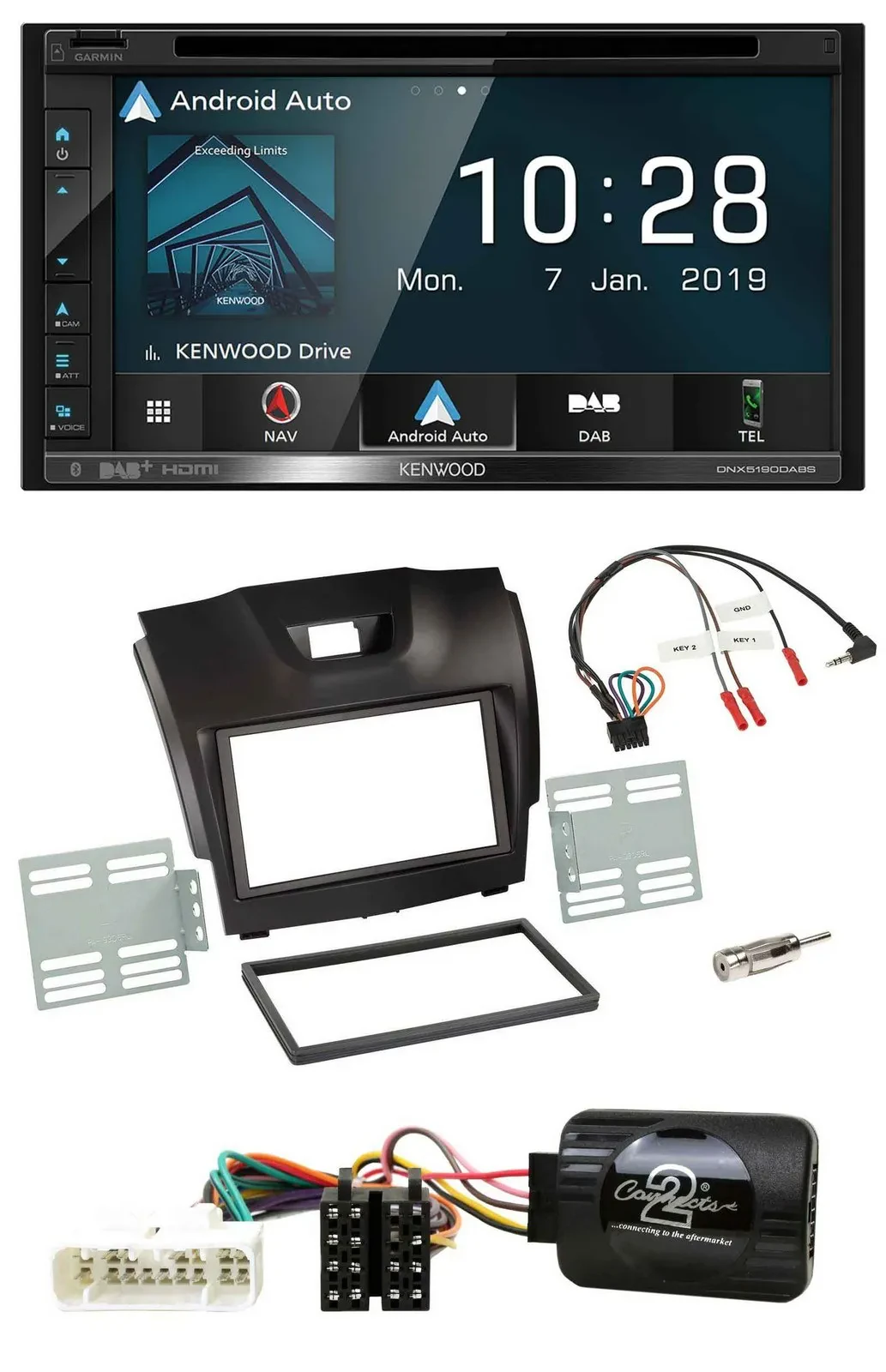 Kenwood DAB TMC USB 2DIN Lenkrad Bluetooth Navigation für Isuzu D-Max ab 12 dunk
