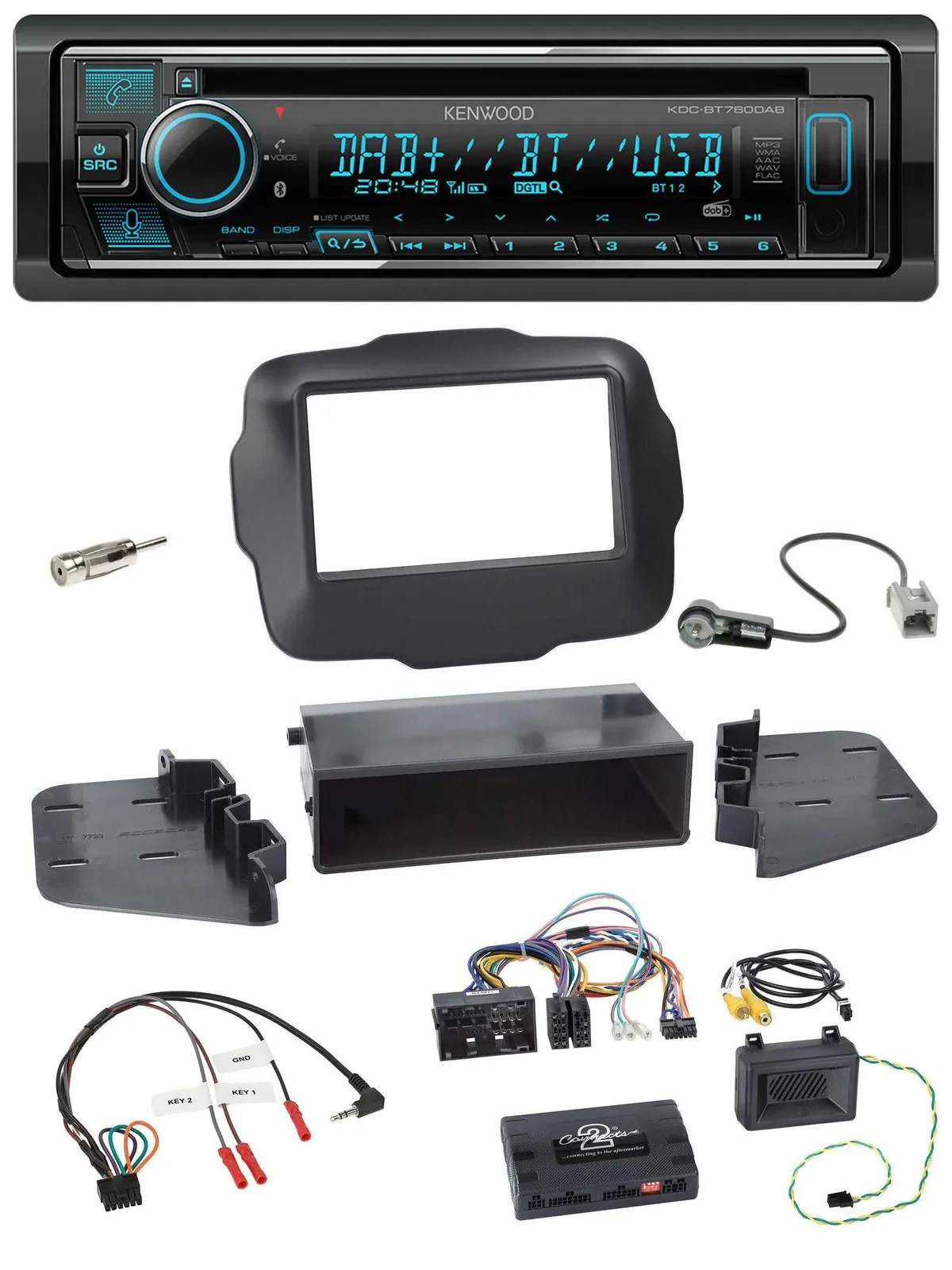 Kenwood Lenkrad Bluetooth DAB USB CD Autoradio für Jeep Renegade ab 2015