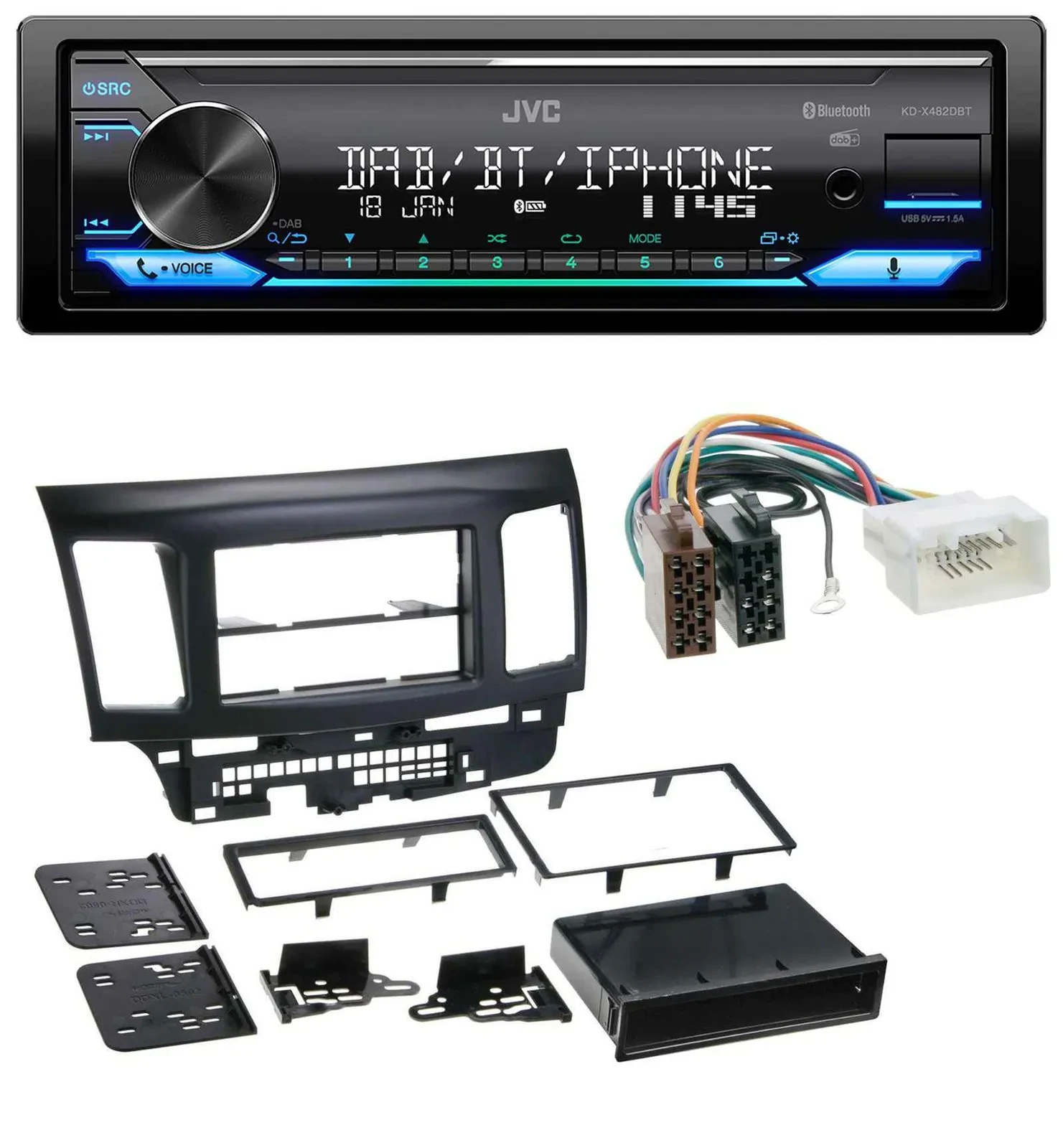 JVC Bluetooth DAB USB MP3 Autoradio für Mitsubishi Evo Lancer (ab 2008)