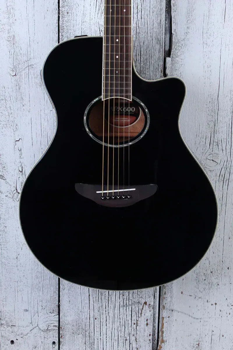 Yamaha APX Series APX600 Thinline Cutaway Acoustic Electric Guitar Black Finish