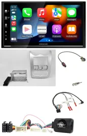 Kenwood DAB USB Bluetooth 2DIN Lenkrad Autoradio für Dacia ab 2012 hellsilber