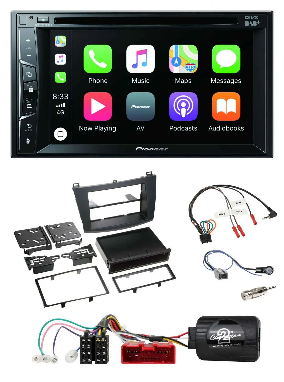 Pioneer Lenkrad USB DVD Bluetooth DAB 2DIN Autoradio für Mazda 3 09-13 analog