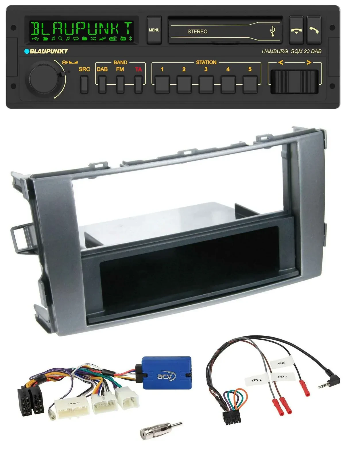 Blaupunkt USB DAB Bluetooth Lenkrad Autoradio für Toyota Auris 2011-2012 anthraz