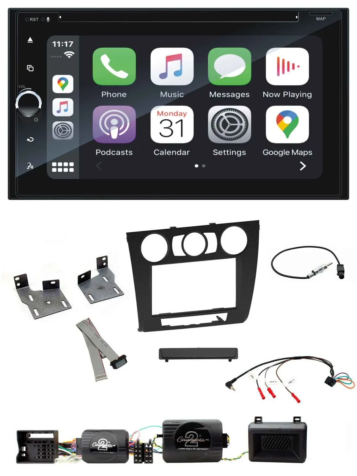 Blaupunkt USB DAB Bluetooth 2DIN TMC Lenkrad Navigation für BMW 1er PDC man. Kli