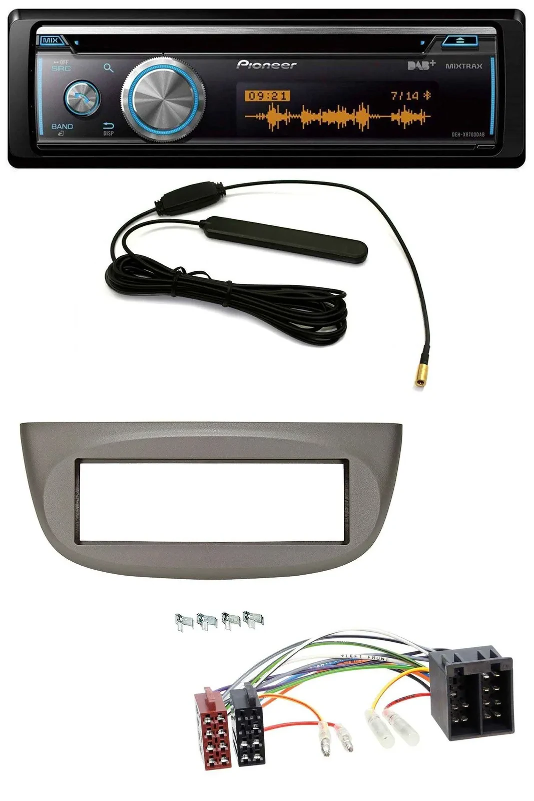 Автомагнитола для Renault Twingo 2007–2012 Pioneer CD/USB/Bluetooth/DAB/MP3 бежево-серая