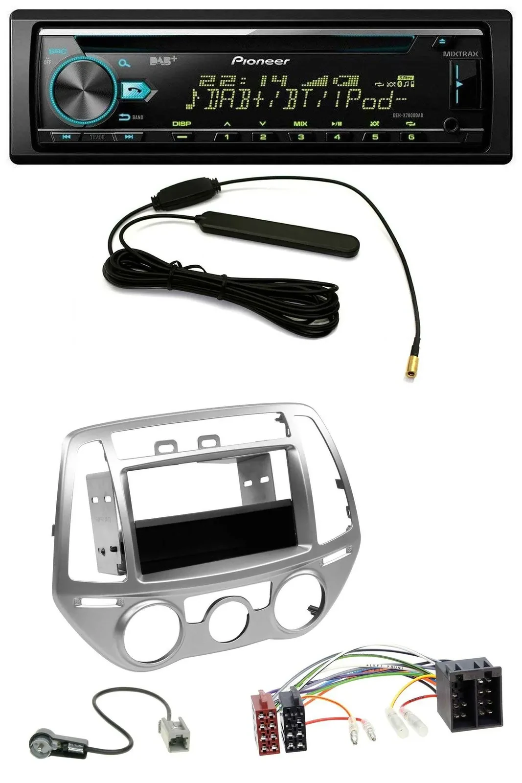 Автомагнитола Pioneer CD/MP3/AUX/DAB/USB для Hyundai i20 (2012–2014), ручной климат-контроль