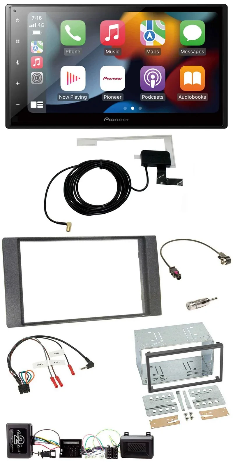 Pioneer Lenkrad USB Bluetooth DAB 2DIN Autoradio für Ford Kuga 08-12 anthrazit