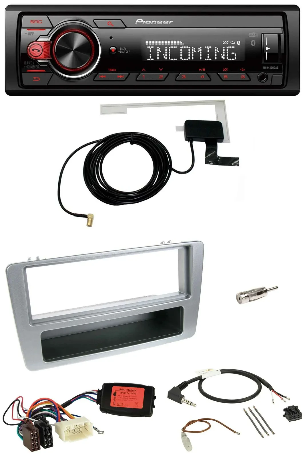 Pioneer USB Lenkrad DAB Bluetooth Autoradio für Honda Civic 2001-2003 silber
