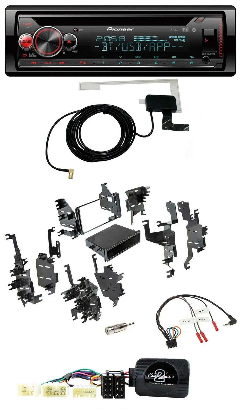 Автомагнитола для Toyota FJ Pioneer CD, USB, Bluetooth, DAB (поддержка кнопок на руле, с 2007)