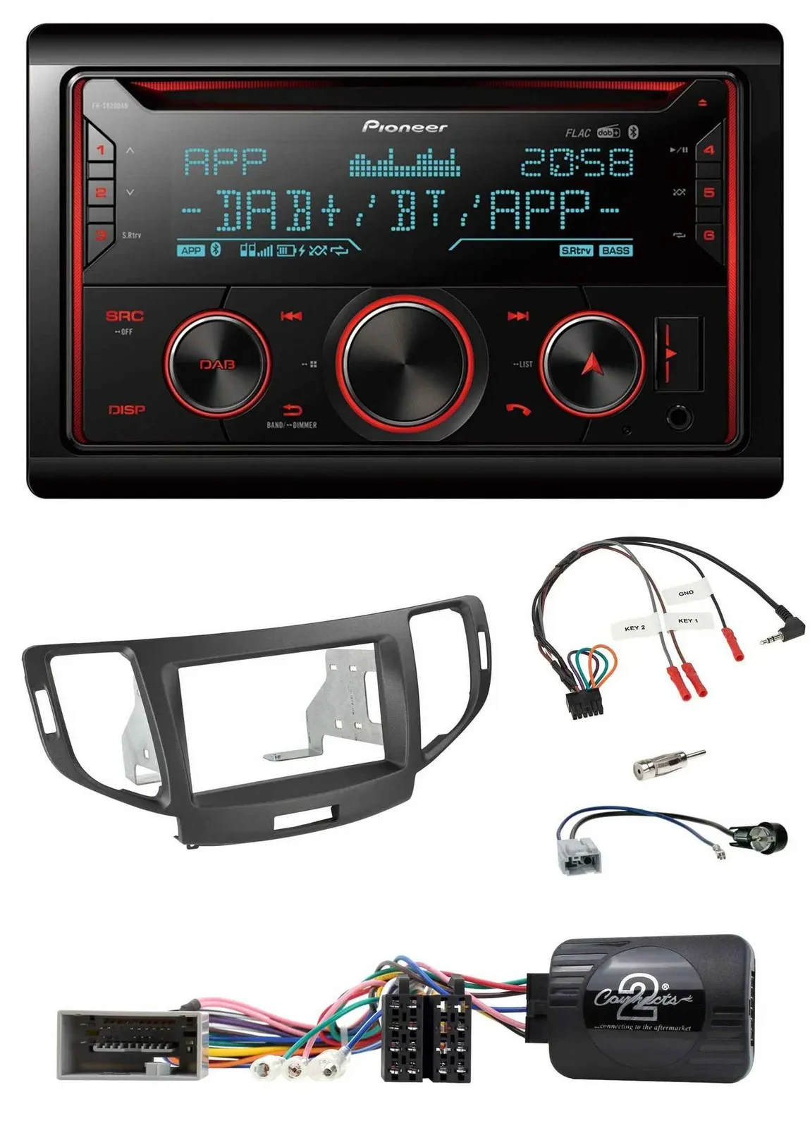 Pioneer 2DIN DAB Lenkrad Bluetooth USB CD Autoradio für Honda Accord 2008-2015 a