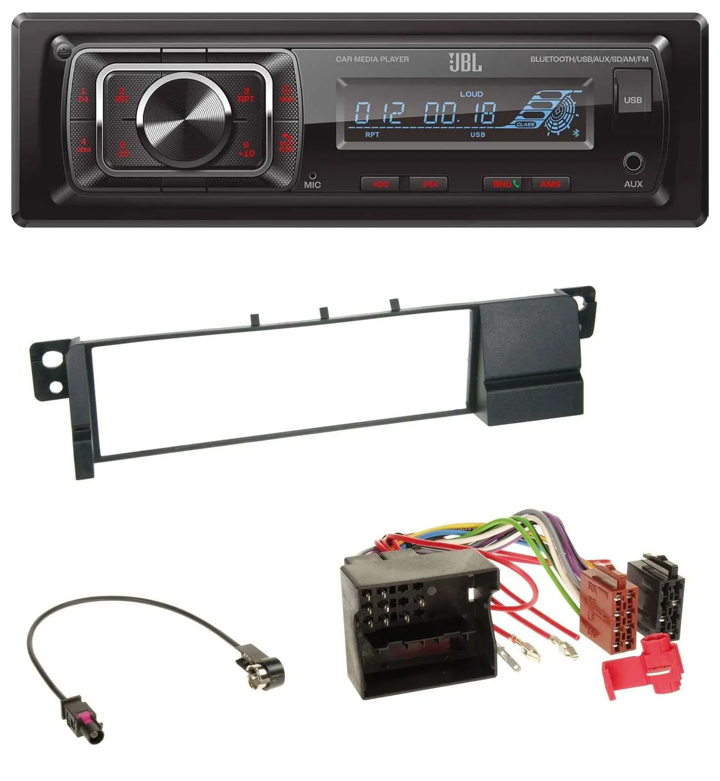 JBL SD AUX MP3 USB Bluetooth Autoradio für BMW 3er E46 (Quadlock)