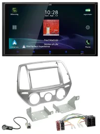 JVC USB Bluetooth 2DIN DAB MP3 Autoradio für Hyundai i20 12-14 man. Klima