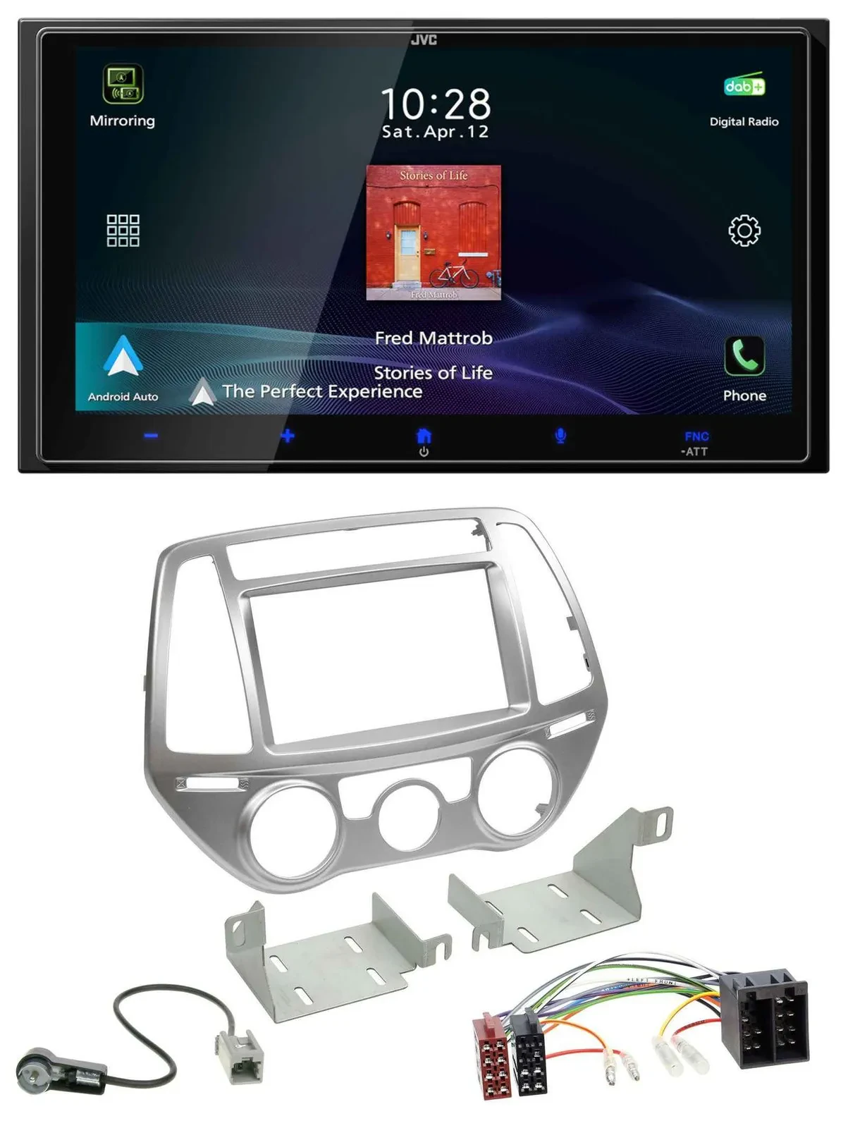 JVC USB Bluetooth 2DIN DAB MP3 Autoradio für Hyundai i20 12-14 man. Klima