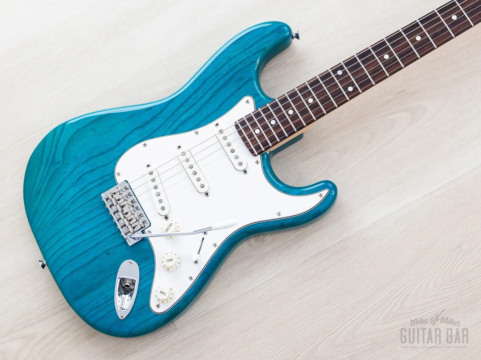 2012 Fender '62 Stratocaster ST62/ASH/MH Transparent Blue + Headstock, Japan MIJ