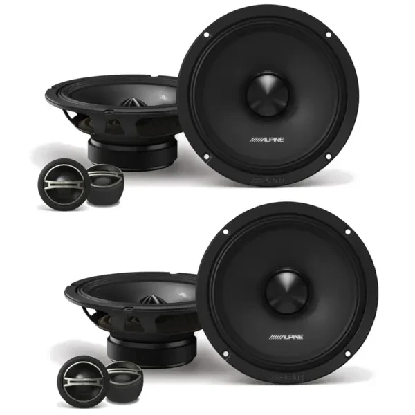 2 Pairs Alpine DM-65C-G 6.5" 2-way 4-ohm Component Car Speakers