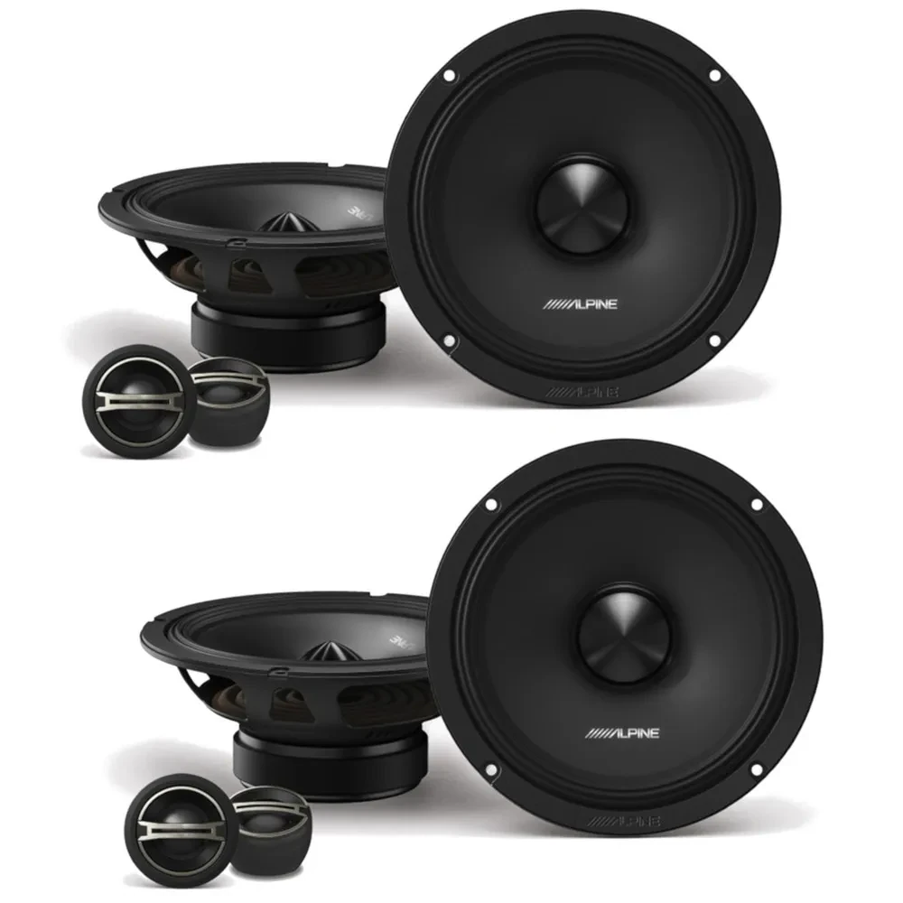 2 Pairs Alpine DM-65C-G 6.5" 2-way 4-ohm Component Car Speakers