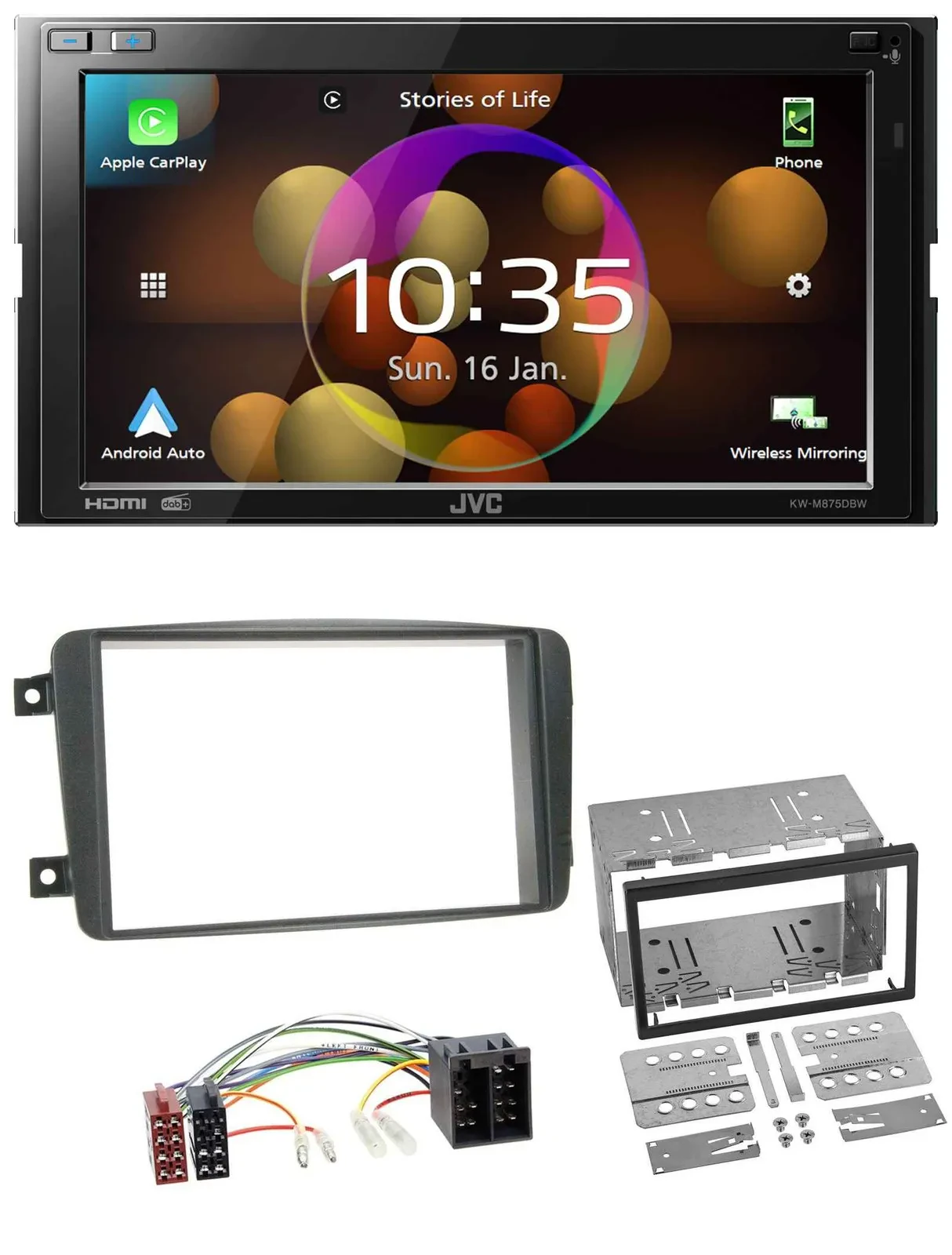 JVC DAB MP3 2DIN Bluetooth USB Autoradio für Mercedes C-Klasse Vito CLK Viano