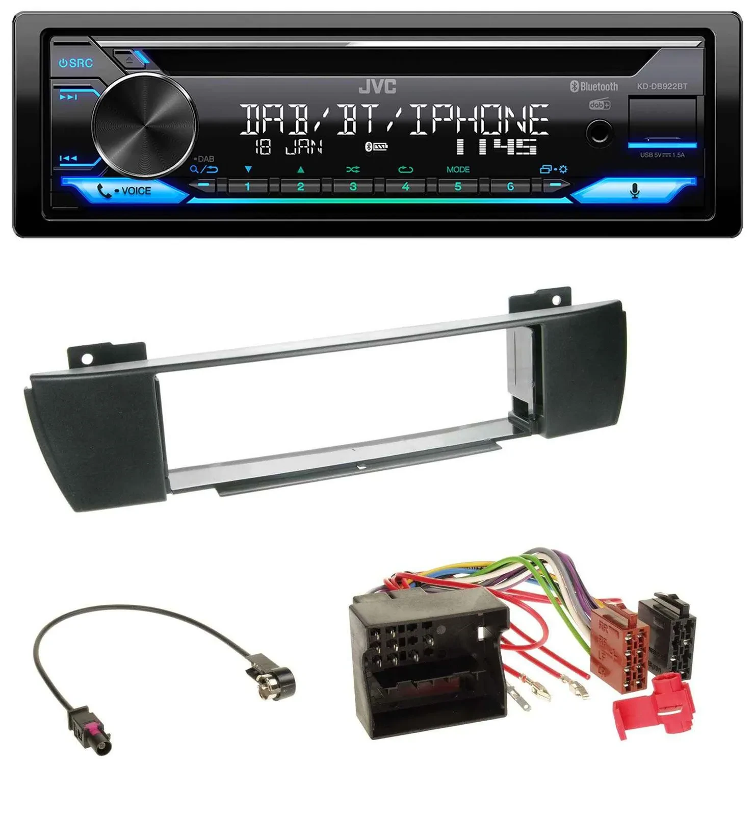 JVC Bluetooth MP3 USB DAB CD Autoradio für BMW X3 (bis 2007)