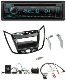 Автомагнитола Kenwood для Ford C‑Max/Kuga Bluetooth, DAB, CD, USB, черный глянец, поддержка кнопок на руле