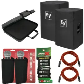 Electro-Voice EKX-15-CVR Padded Speaker Covers (Pair) + Case + Cables