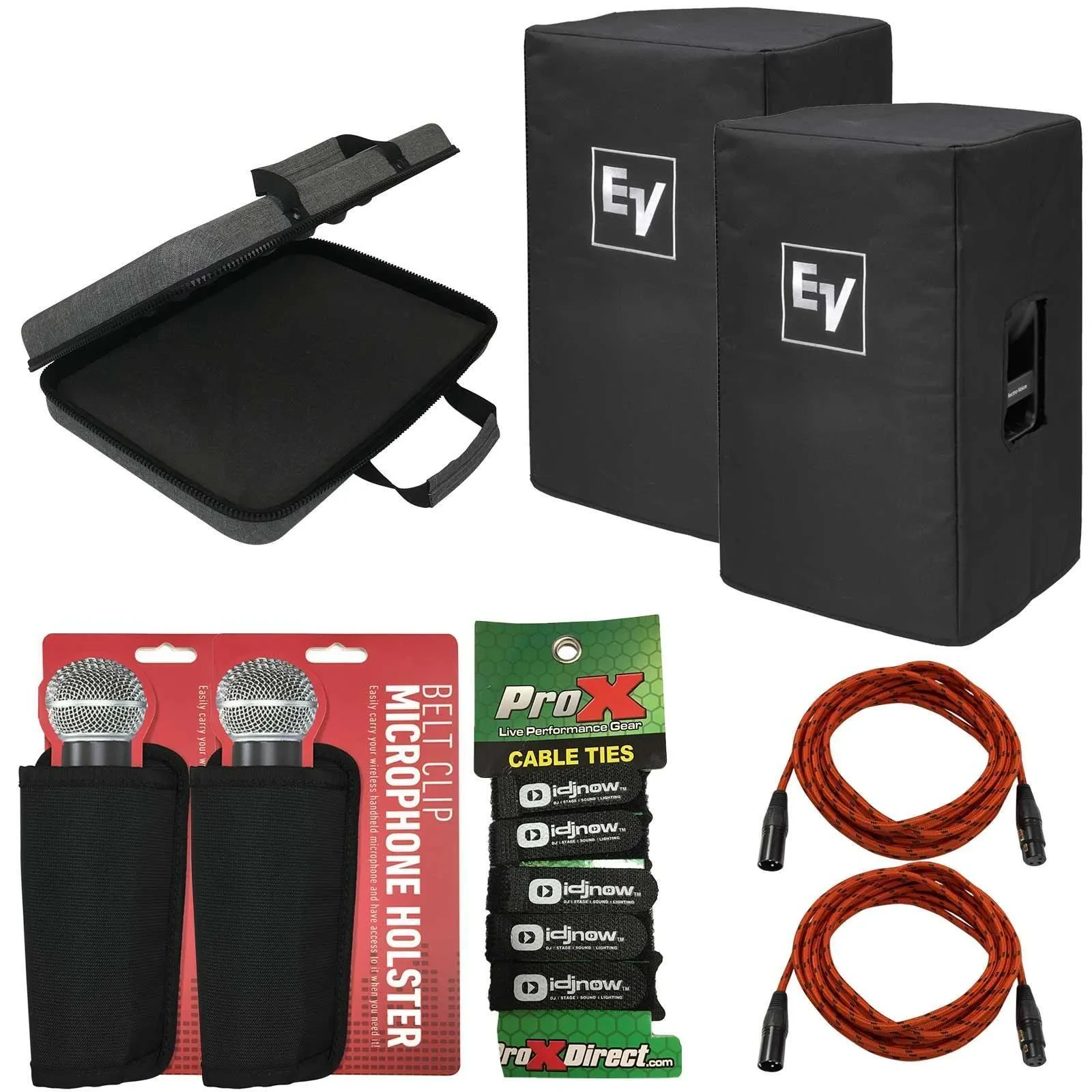 Electro-Voice EKX-15-CVR Padded Speaker Covers (Pair) + Case + Cables