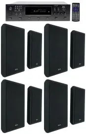 Technical Pro 6000w 6-Zone Amplifier+8) Slim Wall Speakers 4 Restaurant/Bar/Cafe