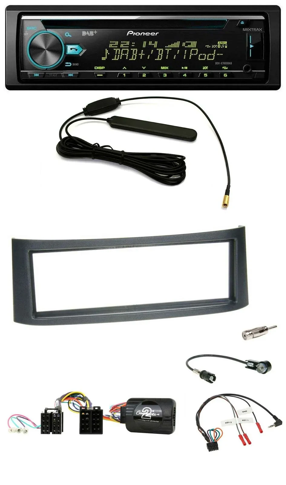 Автомагнитола Pioneer CD/MP3, DAB, USB для Smart ForFour W454 (2004–2006), черный