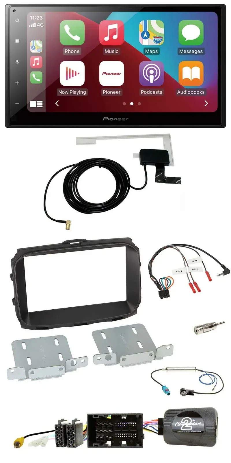 Автомагнитола для Alfa Romeo Giulietta 2013–2021 Pioneer 2DIN, USB, Bluetooth, DAB, поддержка кнопок на руле