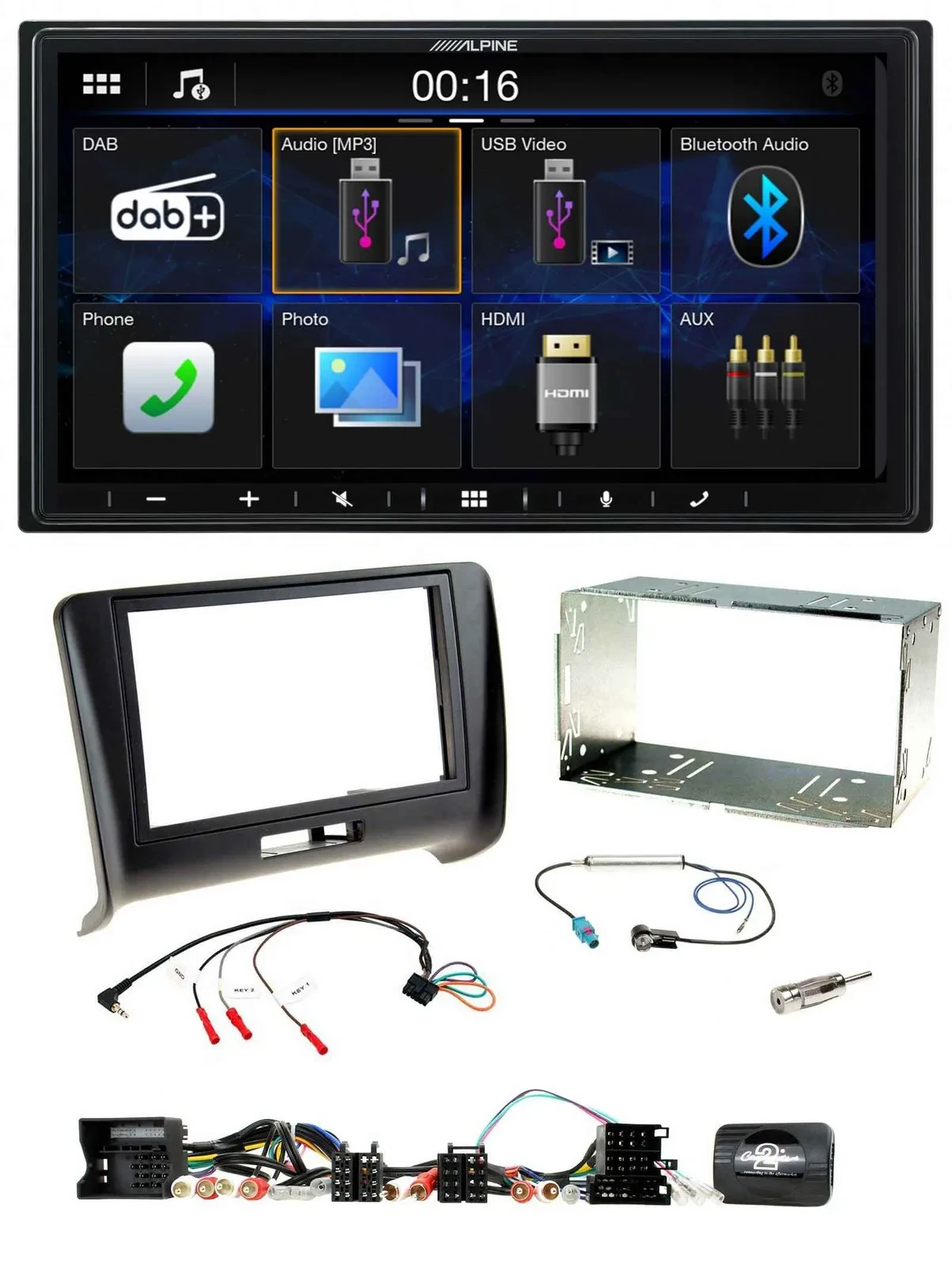 Alpine Bluetooth 2DIN Lenkrad DAB USB Autoradio für Audi TT 2006-2014
