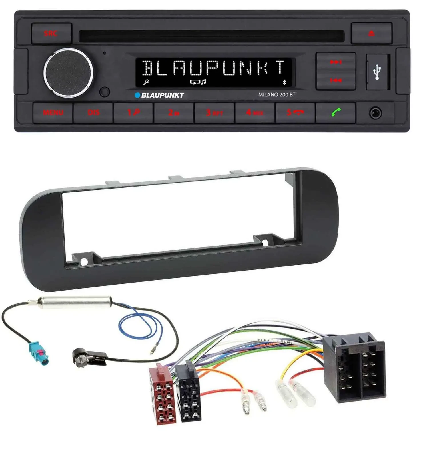 Blaupunkt MP3 USB CD Bluetooth AUX Autoradio für Fiat Panda (ab 2012) - schwarz