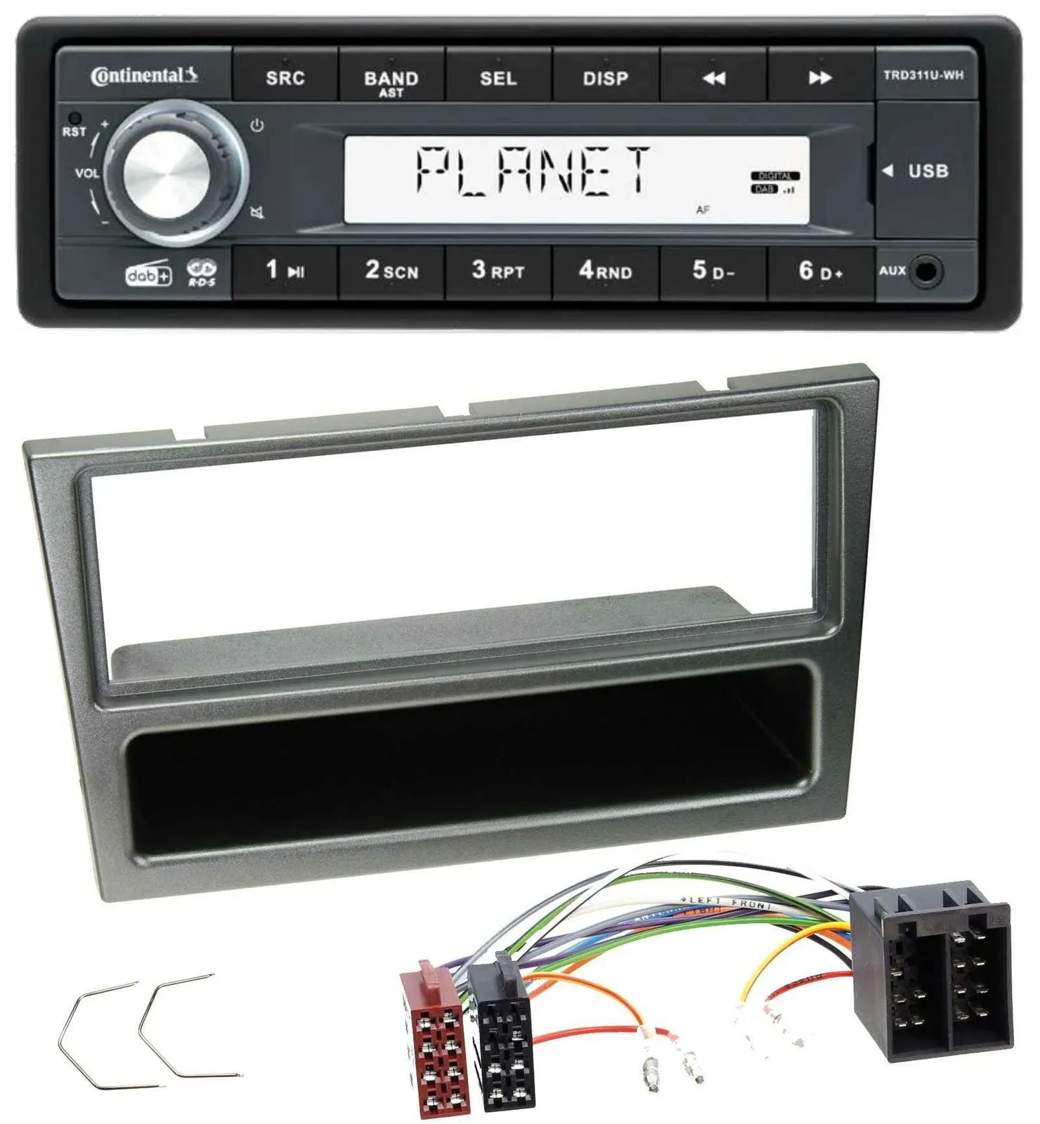 Continental MP3 AUX USB DAB 1DIN Autoradio für Opel Corsa C ISO 2000-2004 alumin