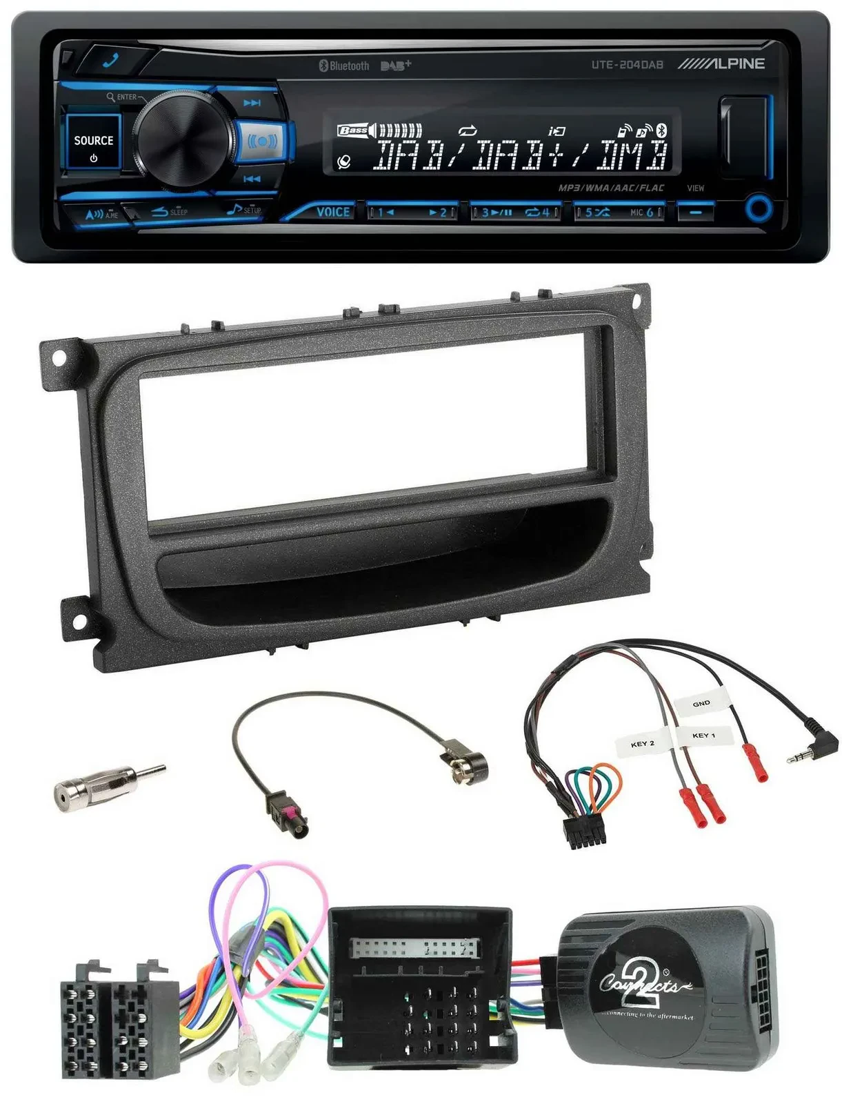 Alpine USB Bluetooth DAB Lenkrad Autoradio für Ford C-Max Focus Can 07-10 Galaxy