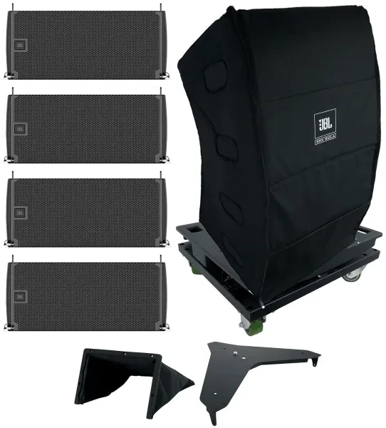 4 JBL SRX910LA Dual 10" Line Array Column Speakers+Transporter+Covers+Base Plate