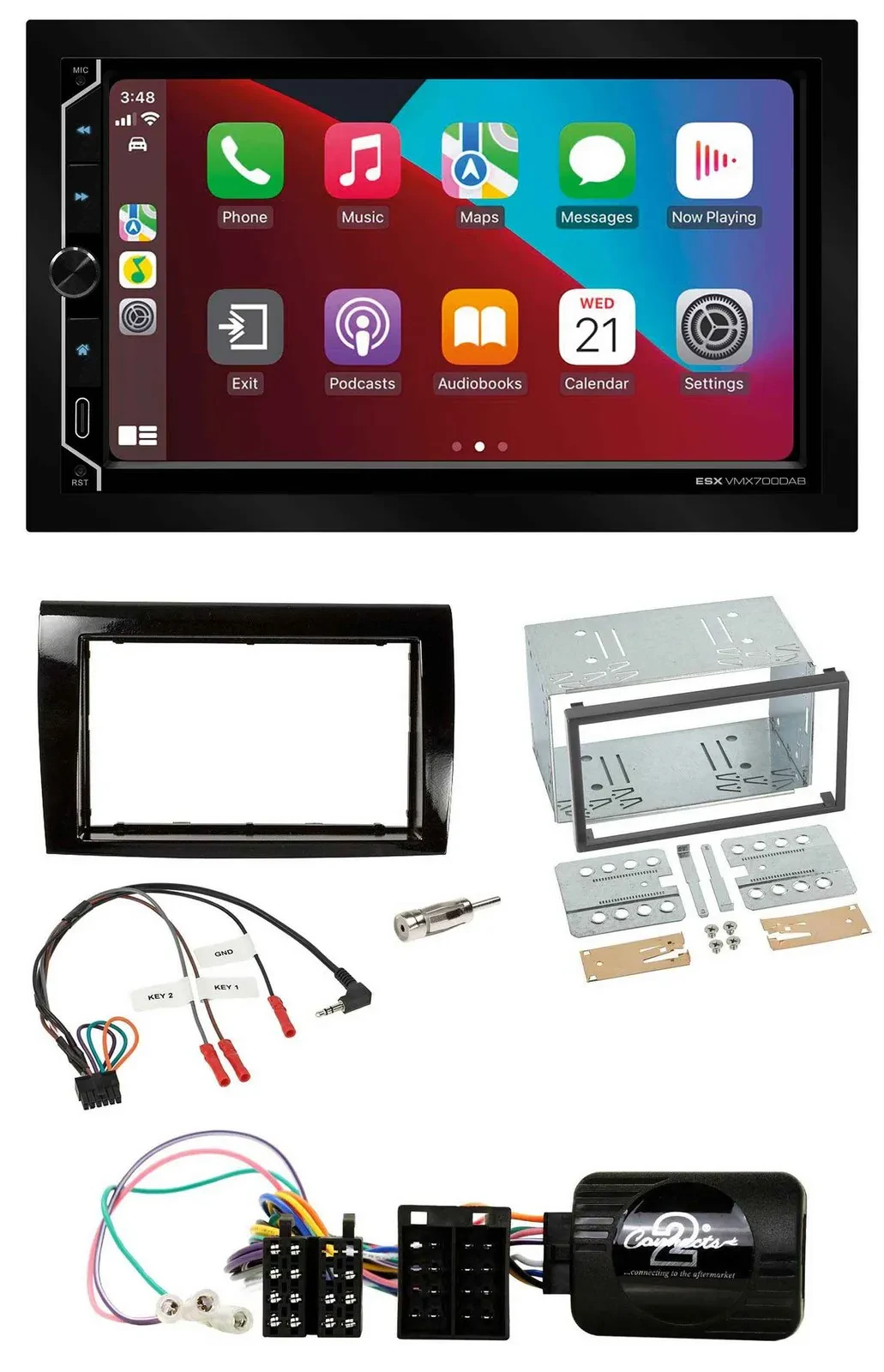 ESX 2DIN DAB USB Lenkrad Bluetooth Autoradio für Fiat Bravo 2007-2014